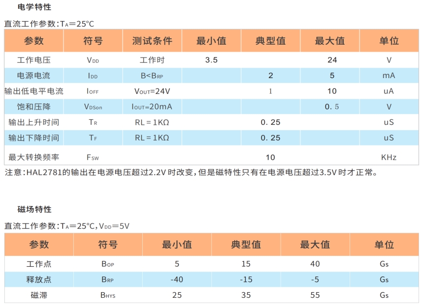 2781锁存性霍尔开关